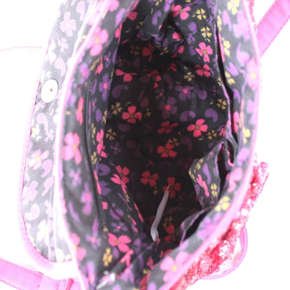 Betsey Johnson Betseyville Hot Pink Sequin Sparkly Ruffled Crossbody Bag Purse - Picture 5 of 5